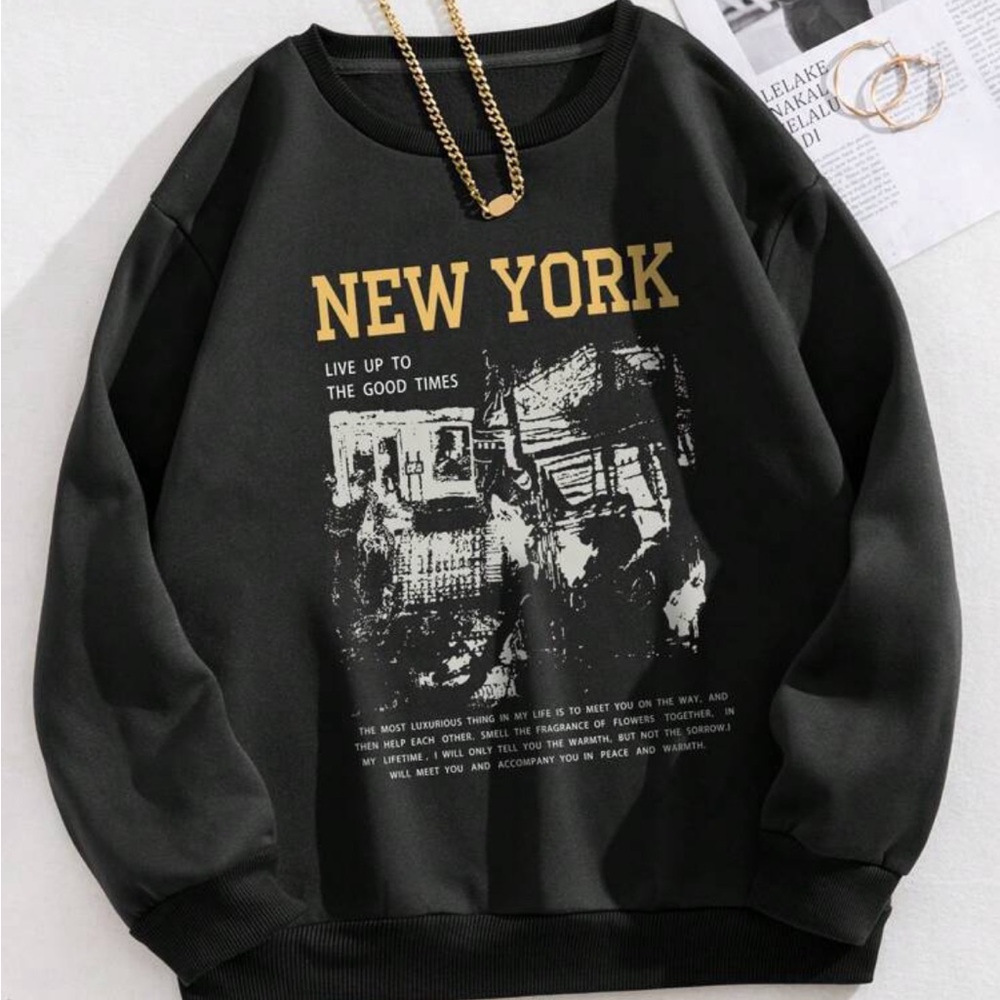 Slogan graphic thermal lines sweatshirt.
